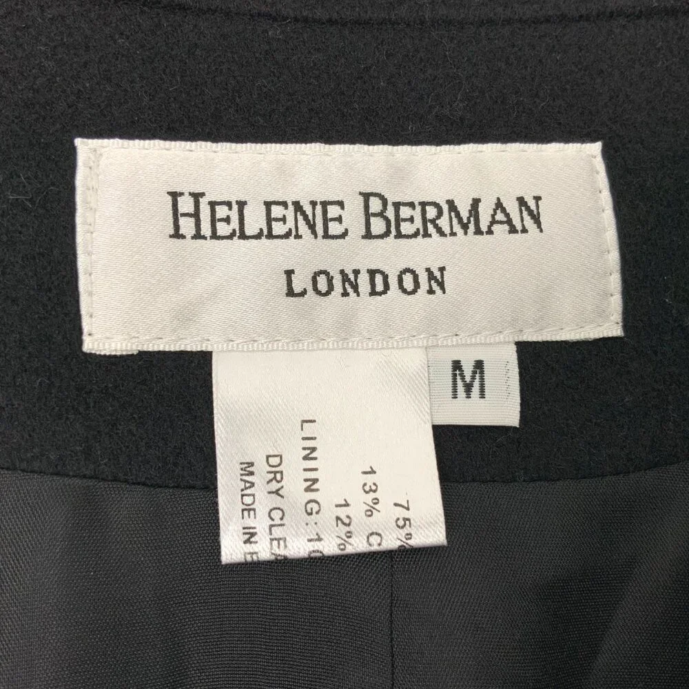 New Helene Berman London Black Wool Cashmere Poncho Cape Sz M - Picture 3 of 16